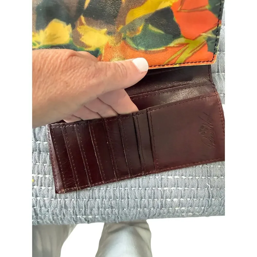 Patricia Nash Terresa Wallet Winter Bloom Leather Trifold RFID Blocking
